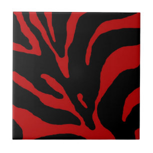 Red Zebra Stripe Animal Print Fliese