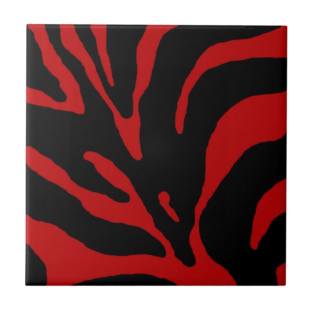 Red Zebra Stripe Animal Print Fliese (Vorderseite)