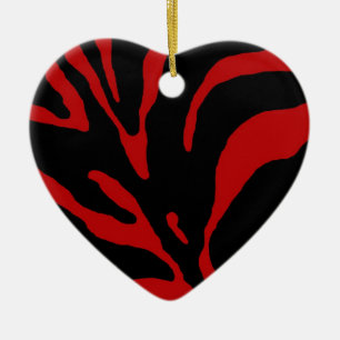 Red Zebra Stripe Animal Print Keramikornament