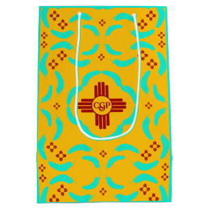 Red Zia Symbols New Mexico Türkis Feathers Mittlere Geschenktüte