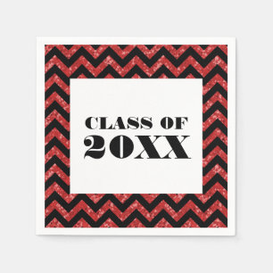 Red Zickzack Glitzer Abschluss Paper Napkins Serviette