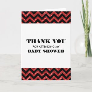 Red Zickzack Glitzer Baby Dusche Vielen Dank Dankeskarte