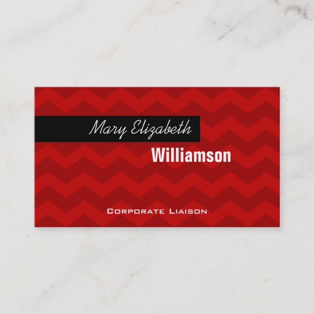 Red Zickzack Modern Beruflich Business Cards Visitenkarte (Vorderseite)