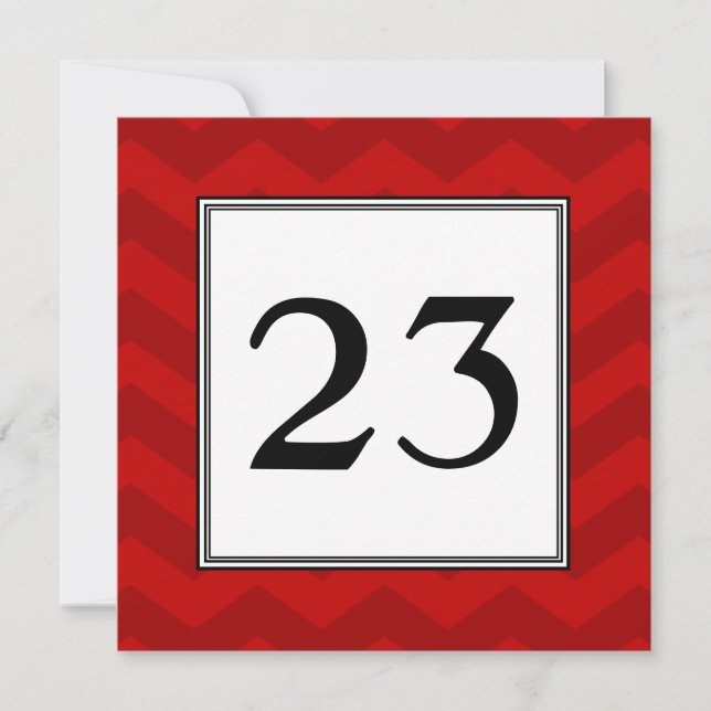 Red Zickzack Stripes Party Tischnummer Card (Vorderseite)