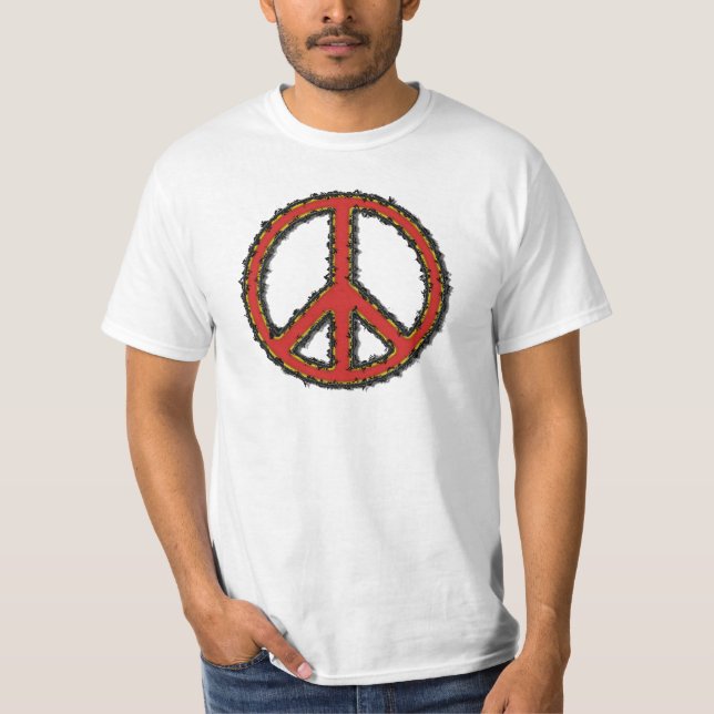 Red Zig Zag Peace Sign T-Shirt (Vorderseite)