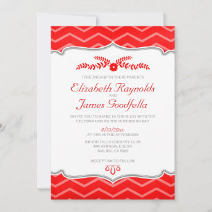 Red Zigzag Hochzeitsempfang Einladung
