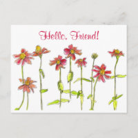 Red Zinnia Watercolor Blume