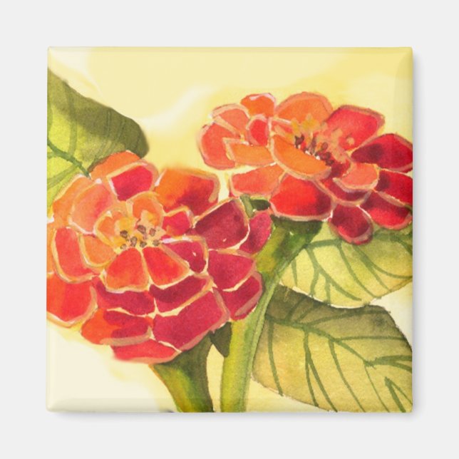 Red Zinnias Magnet (Vorne)
