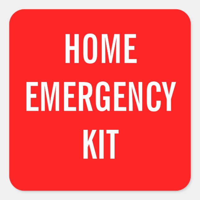 Red Zuhause Emergency Kit-Etikett Quadratischer Aufkleber (Vorderseite)