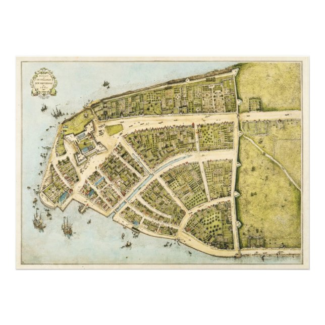 Redaktion des Castello-Plans New Amsterdam im Jahr Fotodruck (Vorne)
