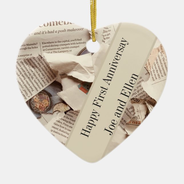 Redaktioneller Hochzeitstag Keramik Ornament (Vorne)