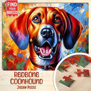 Redbone Coonhound Hund Portrait Acryl-Kunst Druck