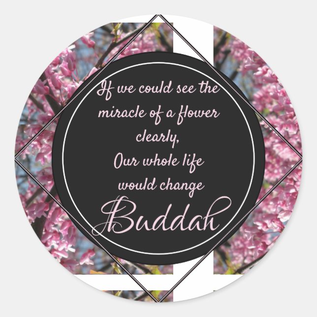 Redbud Branches Budda Blume Zitat Runder Aufkleber (Vorderseite)