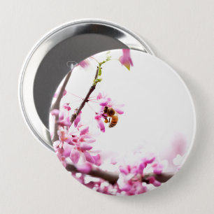 Redbud & Honeybee in Springtime Button