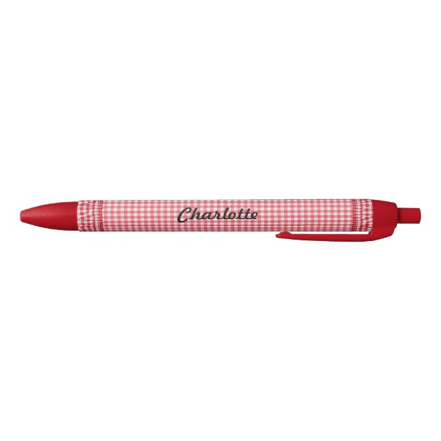 RedCheckered-Pen mit Ihrem Namen Kugelschreiber (Unterseite)