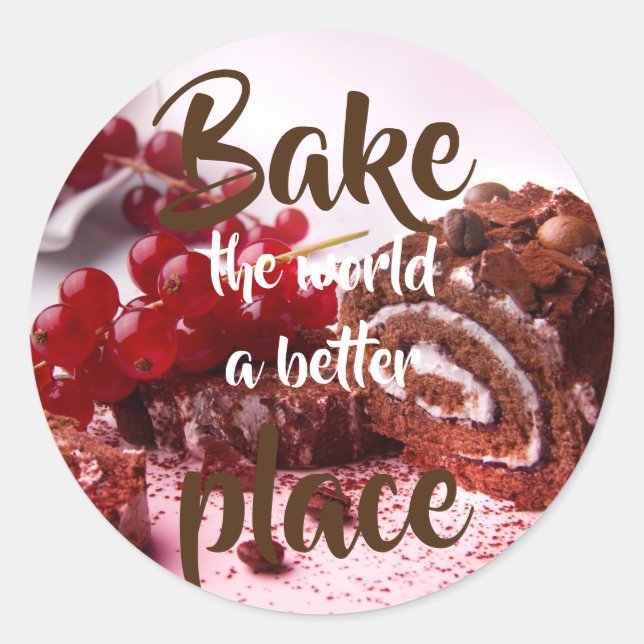 Redcurrant cake// Bake the world a better place Runder Aufkleber (Vorderseite)
