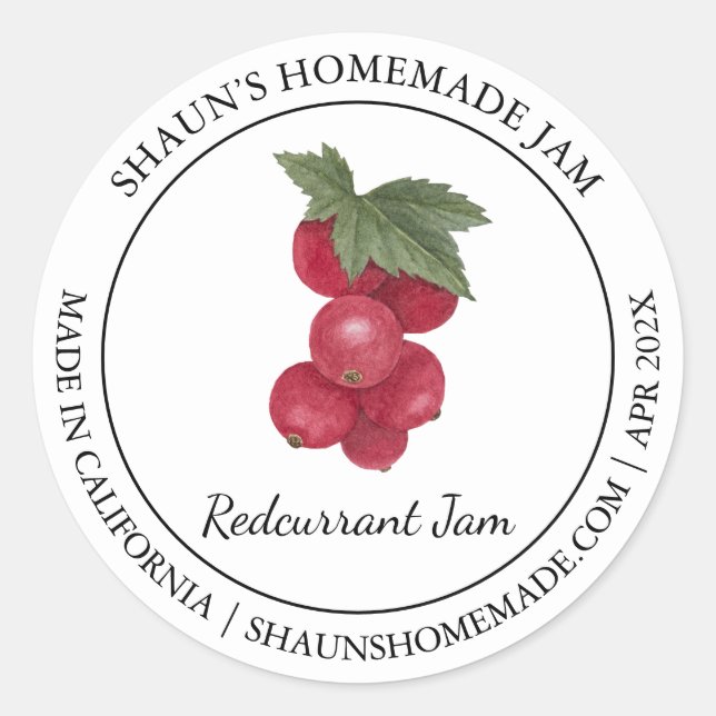 Redcurrant Jam Modern Label Runder Aufkleber (Vorderseite)