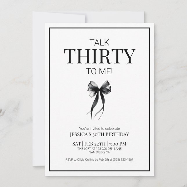 Rede 30 mit Me 30 Black Modern Birthday Party Einladung (Vorderseite)