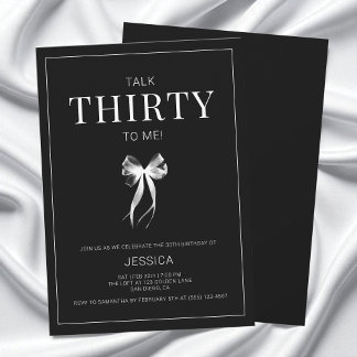 Rede 30 mit mir Dreißig Schwarz und Weiß 30. Gebur Einladung