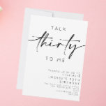 Rede dreißig mit mir Minimalistischen 30. Geburtst Einladung<br><div class="desc">Diese 'Talk 30 zu mir' Einladung ist ein lustiger Weg,  Gäste zu einem 30. Geburtstag zu laden! Die einzige Formulierung,  die nicht geändert werden kann,  ist die "dreißig".</div>