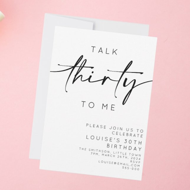 Rede dreißig mit mir Minimalistischen 30. Geburtst Einladung (Talk thirty to me invitation 30th birthday)