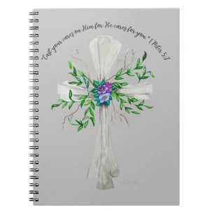 Rede Jesus Gray Kreuz mit Blume Notizblock