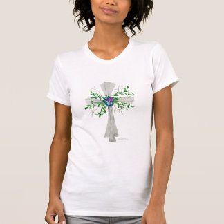 Rede Jesus Gray Kreuz mit Blume T-Shirt