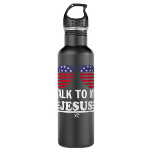 Rede mit mir Jesus Glasses US Flag T - Shirt Edelstahlflasche