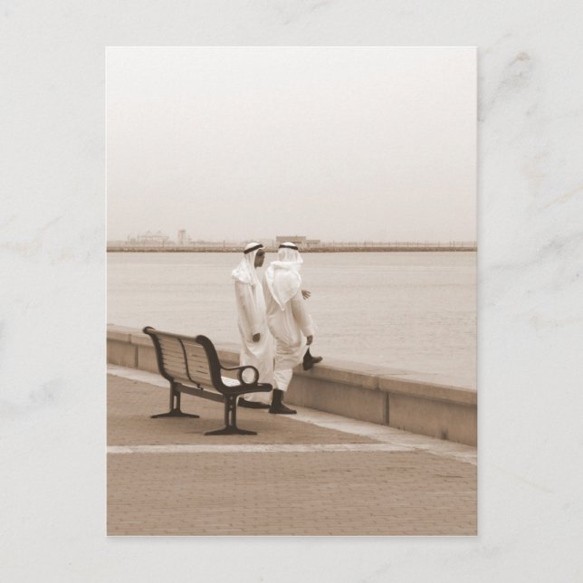 Reden, Männer in Dishdasha in Kuwait Postkarte (Vorderseite)