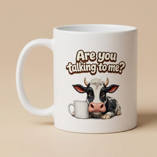 Redest du mit mir? Lustige Kuh Kaffeetasse (Von Creator hochgeladen)