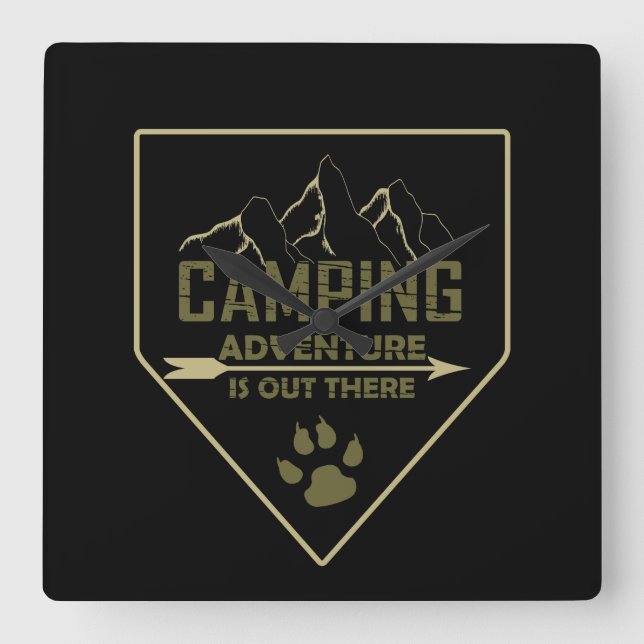 Redewendungen für Camper mit lustigem Camping Quadratische Wanduhr (Vorderseite)
