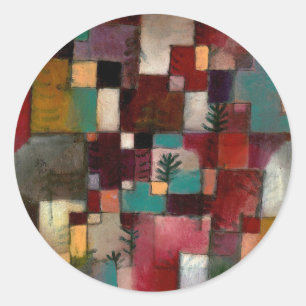 Redgreen und Violetgelbe Rhythmen, Paul Klee Art Runder Aufkleber