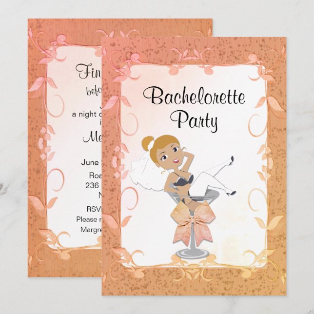 RedHead Bachelorette Party Invitation (Devant / Derrière)