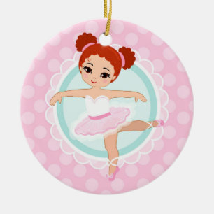 Redhead-Ballerina - rosa Ballett-Tänzer-Mädchen Keramik Ornament