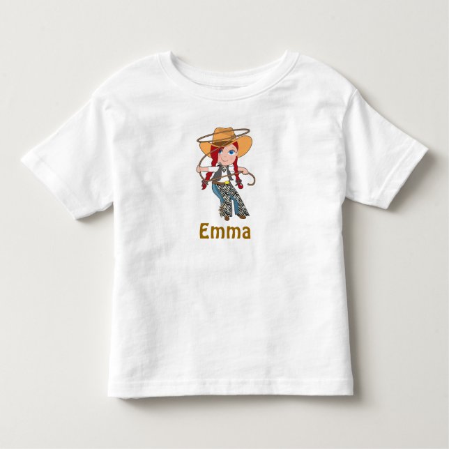 Redhead Cowgirl Shirt mit Name (Vorderseite)