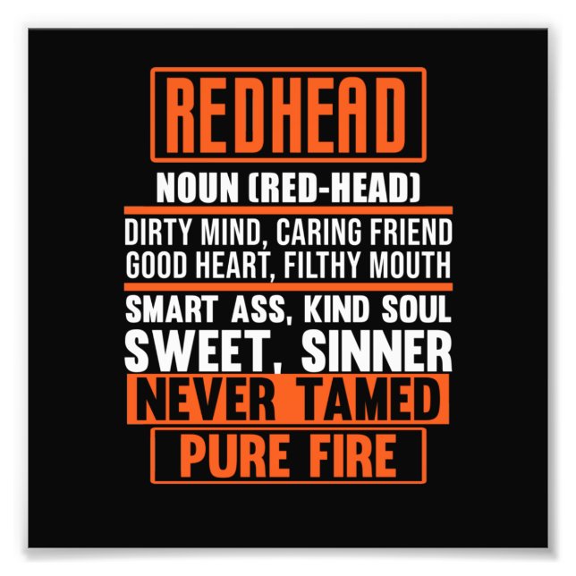 Redhead Definition Niedlich Red Hair Girls Frauen Fotodruck (Vorne)