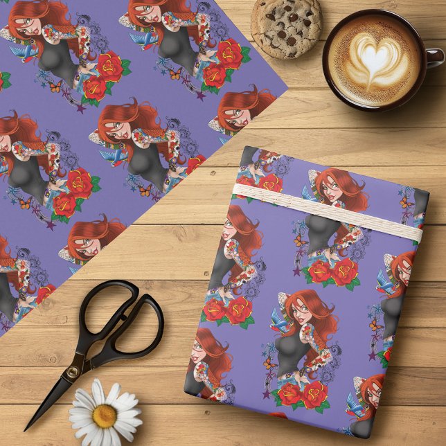 Redhead Frau Tattoos Geschenkpapier (Von Creator hochgeladen)
