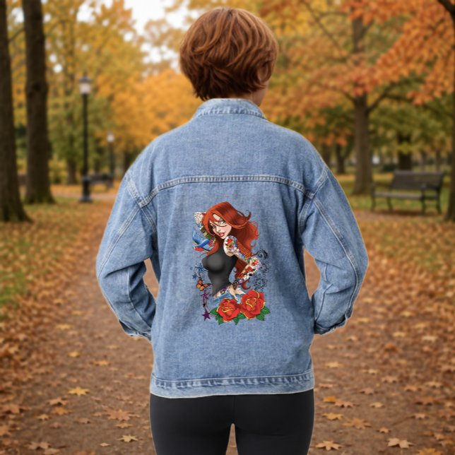 Redhead Frau Tattoos Jeansjacke (Von Creator hochgeladen)