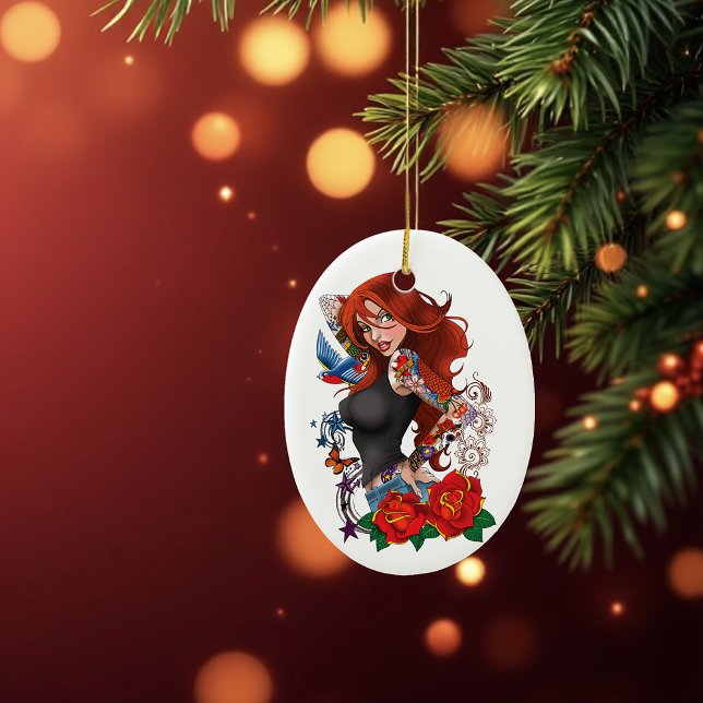 Redhead Frau Tattoos Keramikornament (Von Creator hochgeladen)