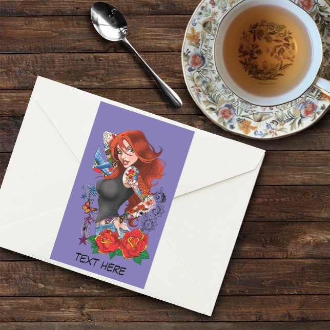 Redhead Frau Tattoos Rechteckiger Aufkleber (Von Creator hochgeladen)