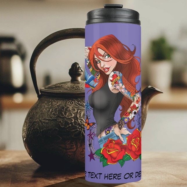 Redhead Frau Tattoos Thermosbecher (Von Creator hochgeladen)