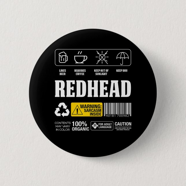 Redhead Ginger Freckles Redheads Red Hair Geschenk Button (Vorderseite)