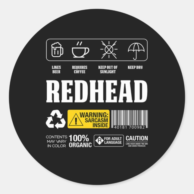 Redhead Ginger Freckles Redheads Red Hair Geschenk Runder Aufkleber (Vorderseite)