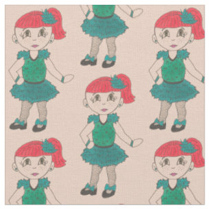 Redhead Girl Stich Dance Kostüm Erwägungsgrund Tän Stoff