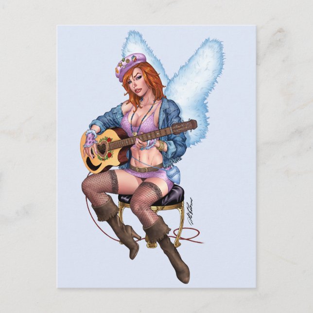 Redhead Guitar Angel von Al Rio Postkarte (Vorderseite)