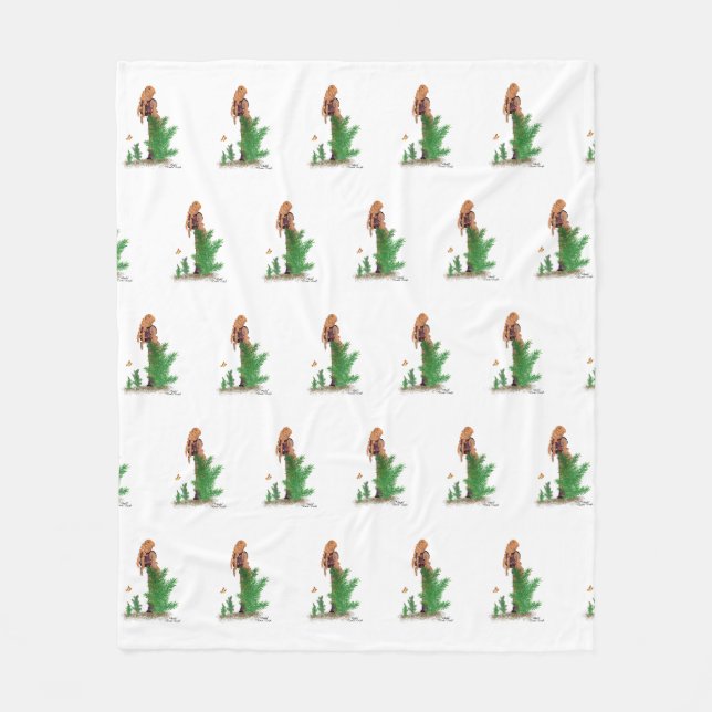 Redhead Hiker Backpack Pinup Girl Muster Fleecedecke (Vorderseite)