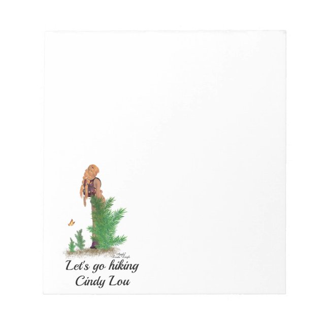 Redhead Hiker Backpack Pinup Girl Notepad Notizblock (Vorderseite)