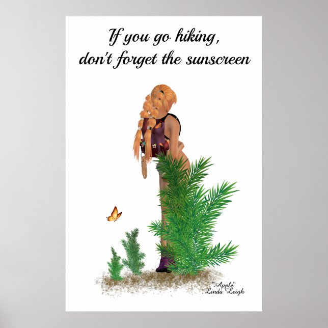 Redhead Hiker Backpack Pinup Girl Poster (Vorne)