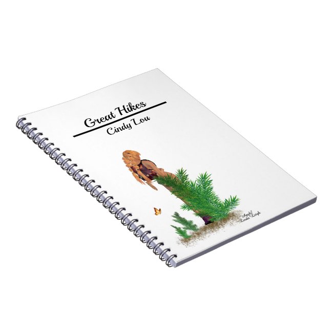 Redhead Hiker Backpack Pinup Girl Spiral Notebook Notizblock (Rechte Seite)