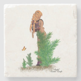 Redhead Hiker Backpack Pinup Girl Stone Untersetze Steinuntersetzer